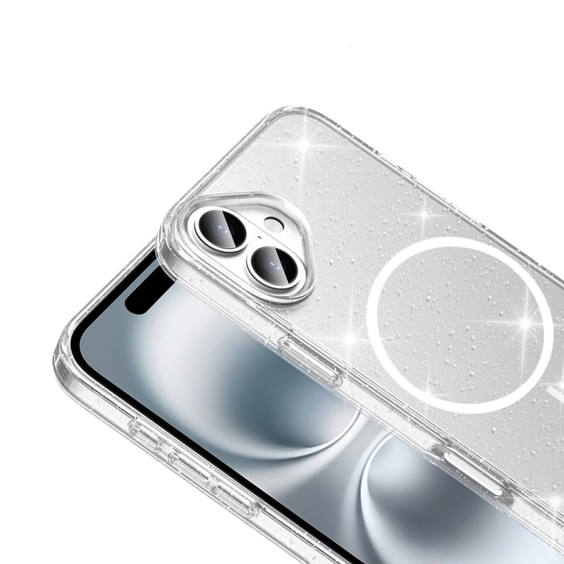 ​Apple iPhone 16 Plus Kılıf M-safe Şarj Özellikli Parlayan Simli Saydam Renkli Zore Maris Kapak - 4