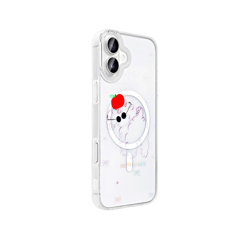 Apple iPhone 16 Plus Kılıf M-Safe Şarj Özellikli Şeffaf Zore Folk Sert Kapak - 9