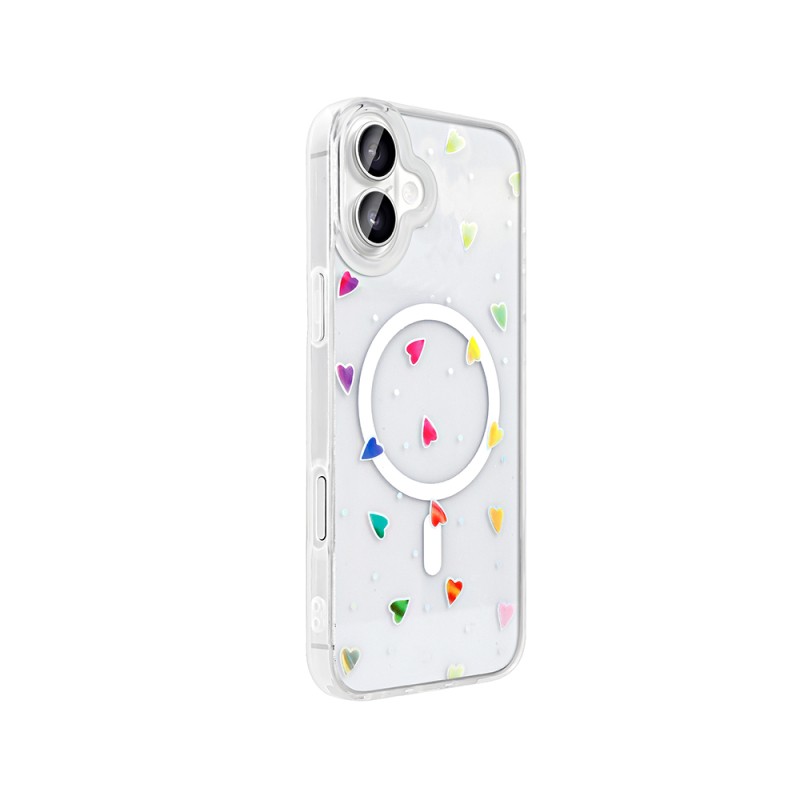 Apple iPhone 16 Plus Kılıf M-Safe Şarj Özellikli Şeffaf Zore Folk Sert Kapak - 15