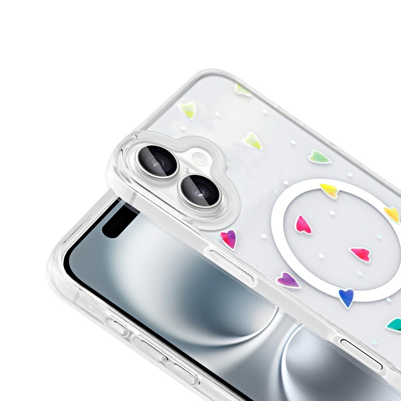 Apple iPhone 16 Plus Kılıf M-Safe Şarj Özellikli Şeffaf Zore Folk Sert Kapak - 16