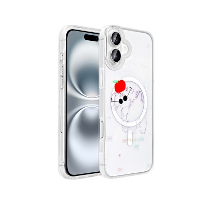 Apple iPhone 16 Plus Kılıf M-Safe Şarj Özellikli Şeffaf Zore Folk Sert Kapak - 5