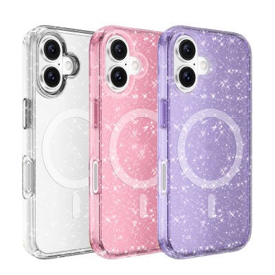 Apple iPhone 16 Plus Kılıf M-safe Şarj Özellikli Parlayan Simli Saydam Renkli Zore Allstar Kapak - 4