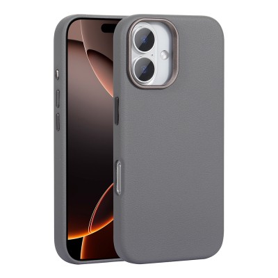 Apple iPhone 16 Plus Kılıf M-safe Şarj Özellikli PU Deri Zore Adora Kapak Gri