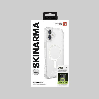 Apple iPhone 16 Plus Kılıf M-safe Şarj Özellikli Şeffaf Airbag Tasarımlı Skinarma Saido Nightglow Kapak - 9