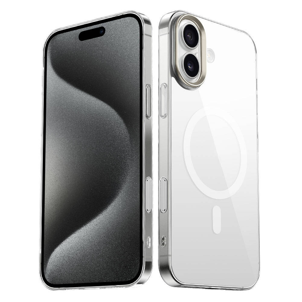 Apple iPhone 16 Plus Kılıf M-safe Şarj Özellikli Şeffaf Cam Arka Yüzey Zore G-Glass Kapak
