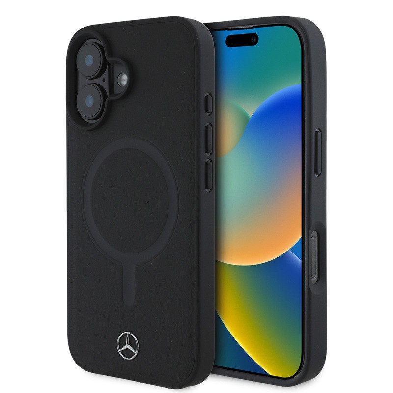 Apple iPhone 16 Plus Kılıf Mercedes Benz M-safe Şarj Özellikli Yumuşak Deri Orjinal Lisanslı Kapak - 1