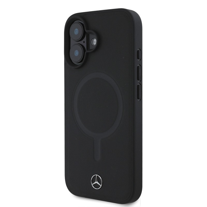 Apple iPhone 16 Plus Kılıf Mercedes Benz M-safe Şarj Özellikli Yumuşak Deri Orjinal Lisanslı Kapak - 3