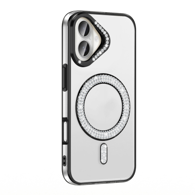 Apple iPhone 16 Plus Kılıf Pırlanta Taş Tasarımlı M-safe Şarj Özellikli Zore Karetta Silikon Kapak - Zore
