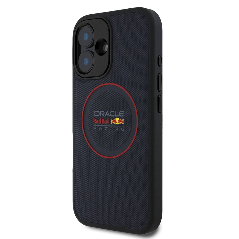 Apple iPhone 16 Plus Kılıf Redbull Orjinal Lisanslı M-safe Şarj Özellikli Kırmızı Halka ve Logo Kabartmalı PU Deri Kapak - 3