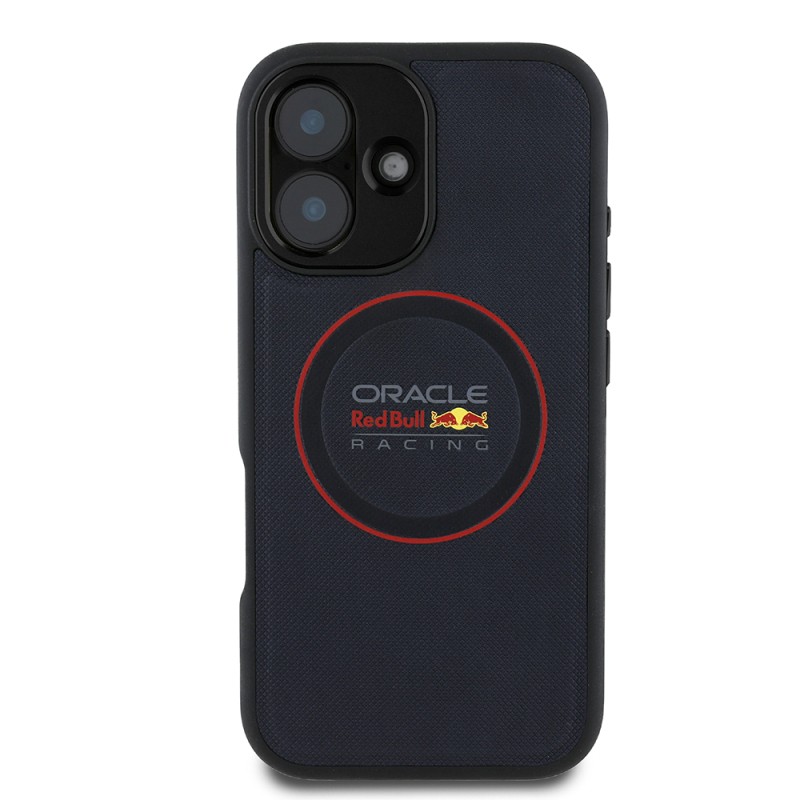 Apple iPhone 16 Plus Kılıf Redbull Orjinal Lisanslı M-safe Şarj Özellikli Kırmızı Halka ve Logo Kabartmalı PU Deri Kapak - 2