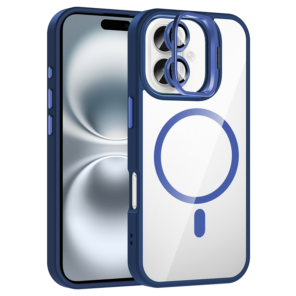 iPhone 16 Plus Kılıf Standlı ve Kamera Lens Hediyeli M-Safe Şarj Özellikli NXXA Etro Kapak - Laciver