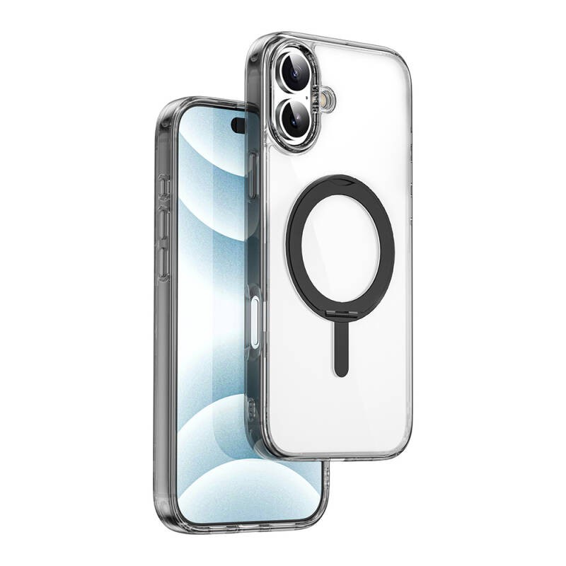 Apple iPhone 16 Plus Kılıf Wiwu MCC-201 iShield Ultra Serisi M-safe Şarj Özellikli Standlı Crystal Sert PC Kapak - 1