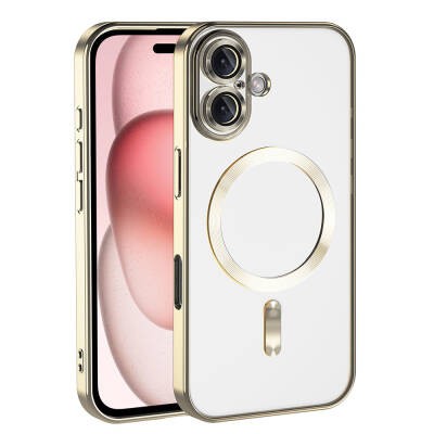 Apple iPhone 16 Plus Magsafe Wireless Charging Feature Case Camera Protected Zore Demre Cover Gold