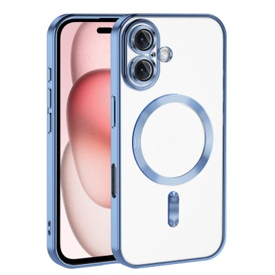Apple iPhone 16 Plus Magsafe Wireless Charging Feature Case Camera Protected Zore Demre Cover Sierra Mavi