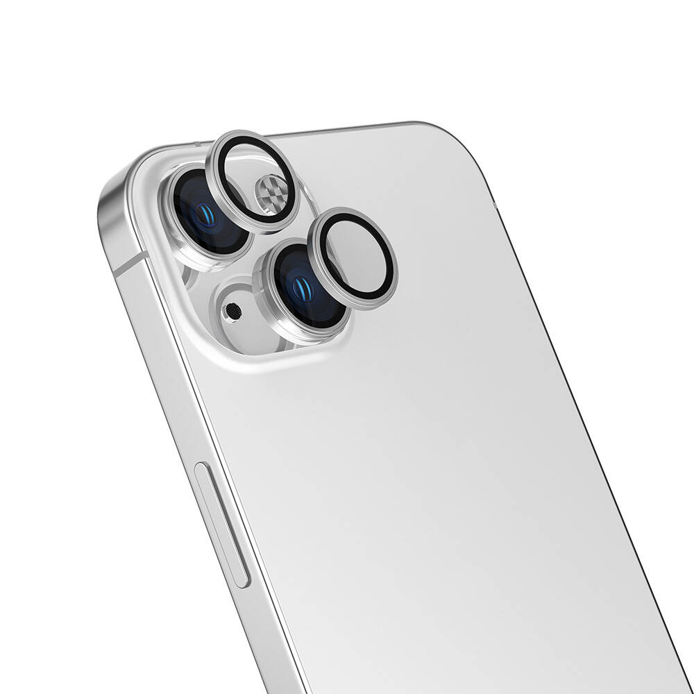 Apple iPhone 16 Plus Zore Safir CL-15 Parmak İzi Bırakmayan Anti-Reflective Kamera Lens Koruyucu - Gümüş