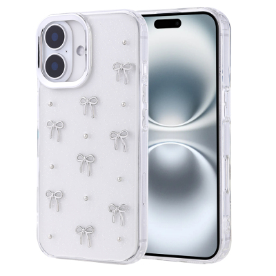 Apple iPhone 16 Pro Case Airbag Design Glitter Transparent Zore Kutup Cover - Zore