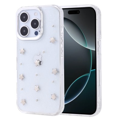 Apple iPhone 16 Pro Case Airbag Design Glitter Transparent Zore Kutup Cover - 1