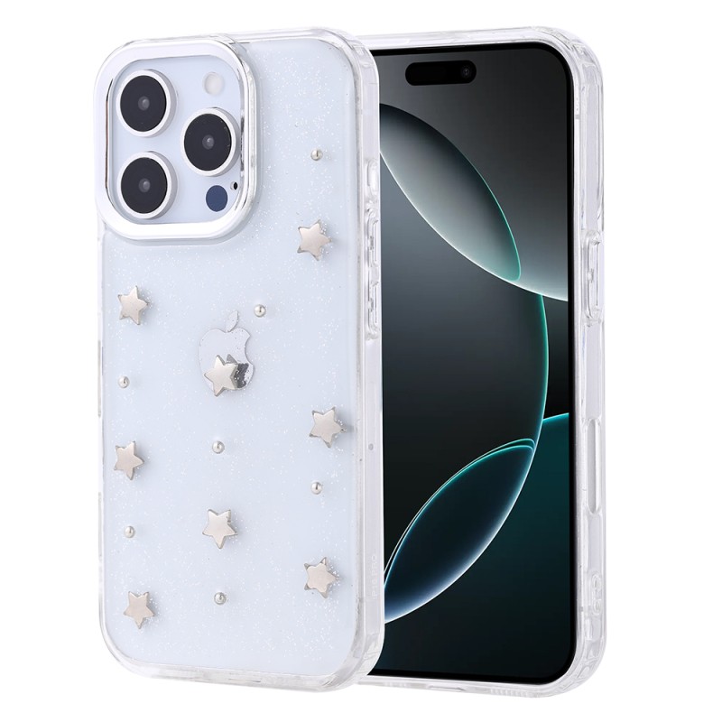 Apple iPhone 16 Pro Case Airbag Design Glitter Transparent Zore Kutup Cover - 1