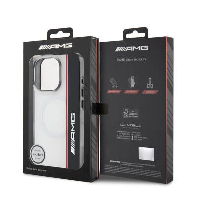 Apple iPhone 16 Pro Case AMG Original Licensed Magsafe Charging Feature IML Printing Logo Double Layer Bow Lines Cover - 9