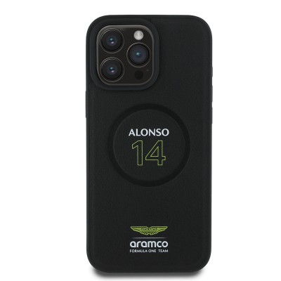 Apple iPhone 16 Pro Case Aston Martin Original Licensed Magsafe Charging Featured PU Leather Alonso 14 Printed Cover - 4