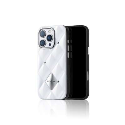 Apple iPhone 16 Pro Case Bright Rear Surface Buffening Design Kapitone Pynana Metal Diamond Series Cover - 8