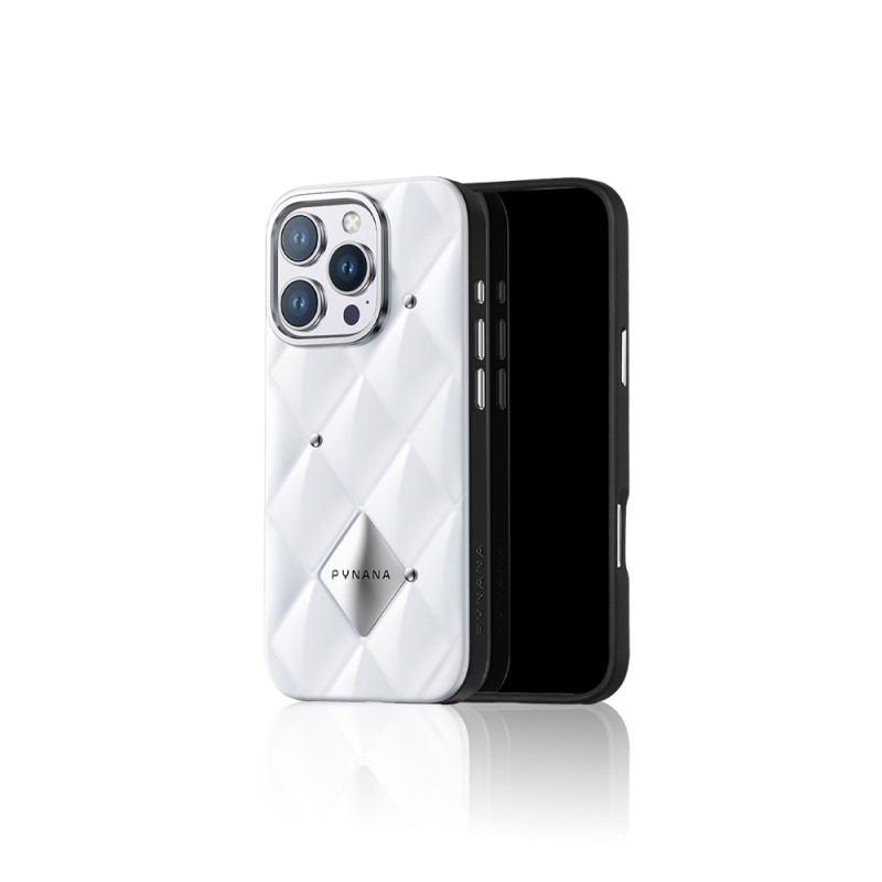 Apple iPhone 16 Pro Case Bright Rear Surface Buffening Design Kapitone Pynana Metal Diamond Series Cover - 8