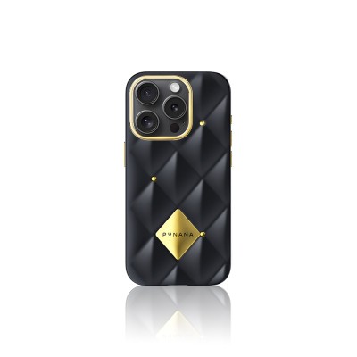 Apple iPhone 16 Pro Case Bright Rear Surface Buffening Design Kapitone Pynana Metal Diamond Series Cover - 3