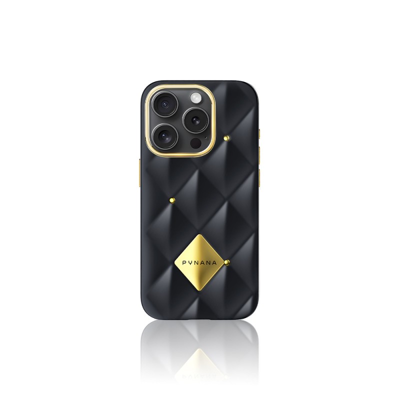 Apple iPhone 16 Pro Case Bright Rear Surface Buffening Design Kapitone Pynana Metal Diamond Series Cover - 3