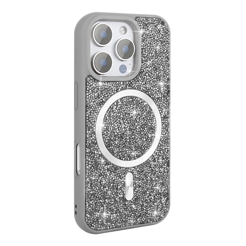 Apple iPhone 16 Pro Case Diamond Design Magsafe Charging Feature Zore Mosaic Silicone Cover - 4