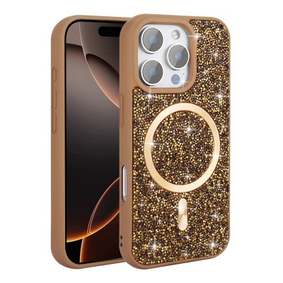 Apple iPhone 16 Pro Case Diamond Design Magsafe Charging Feature Zore Mosaic Silicone Cover - 2
