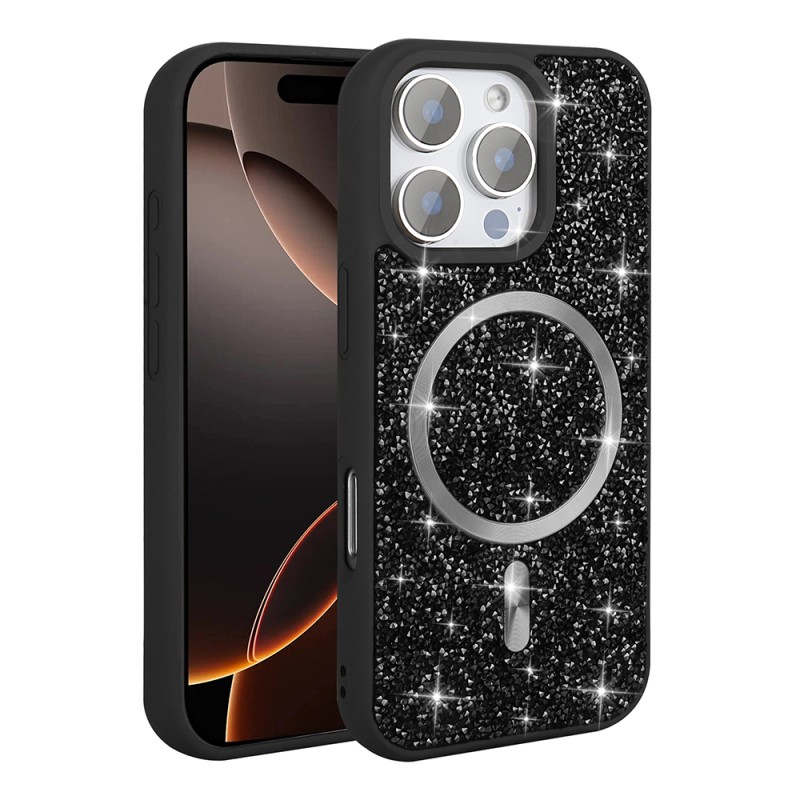Apple iPhone 16 Pro Case Diamond Design Magsafe Charging Feature Zore Mosaic Silicone Cover - 3