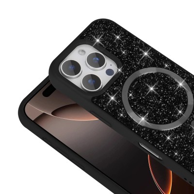 Apple iPhone 16 Pro Case Diamond Design Magsafe Charging Feature Zore Mosaic Silicone Cover - 9