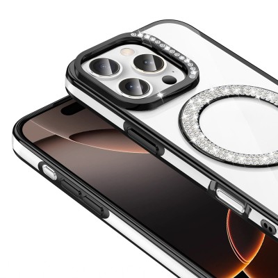 Apple iPhone 16 Pro Case Diamond Stone Design Magsafe Charging Zore Karetta Silicone Cover - 19