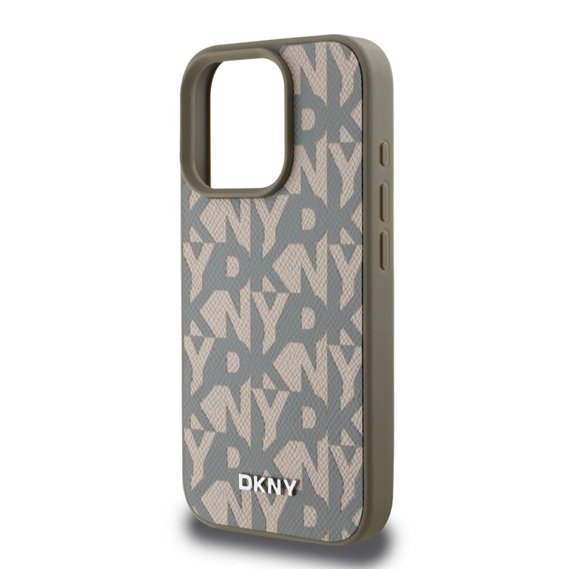 Apple iPhone 16 Pro Case DKNY Original Licensed Magsafe Charging Feature 3D Written Grid Pattern Cover - 7