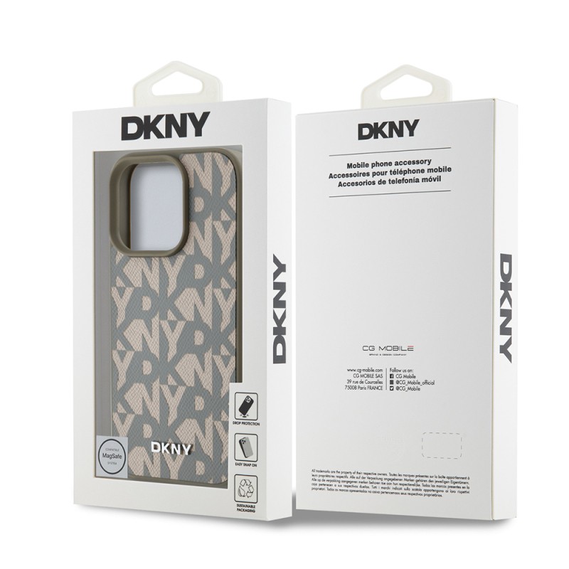 Apple iPhone 16 Pro Case DKNY Original Licensed Magsafe Charging Feature 3D Written Grid Pattern Cover - 9