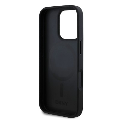 Apple iPhone 16 Pro Case DKNY Original Licensed Magsafe Charging Feature 3D Written Grid Pattern Cover - 16