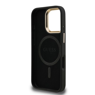 Apple iPhone 16 Pro Case Guess Original Licensed PU Leather Stone Triangle Logo 4G Patterned Camera Stand Cover - 17