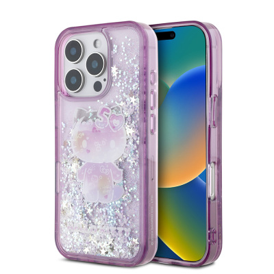 Apple iPhone 16 Pro Case Hello Kitty Original Licensed Liquid Glitter 50th Anniversary Party Cover - Hello Kitty