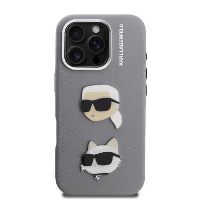 Apple iPhone 16 Pro Case Karl Lagerfeld Original Licensed K&C Heads Pin Cover - 5