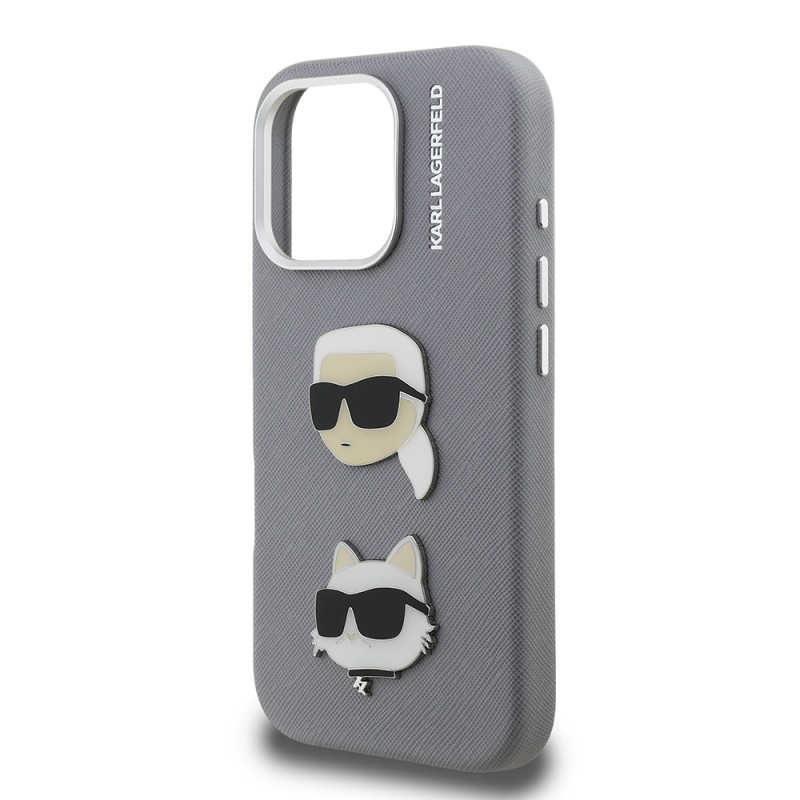 Apple iPhone 16 Pro Case Karl Lagerfeld Original Licensed K&C Heads Pin Cover - 8