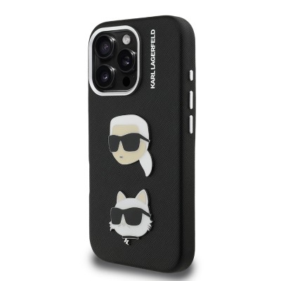 Apple iPhone 16 Pro Case Karl Lagerfeld Original Licensed K&C Heads Pin Cover - 11