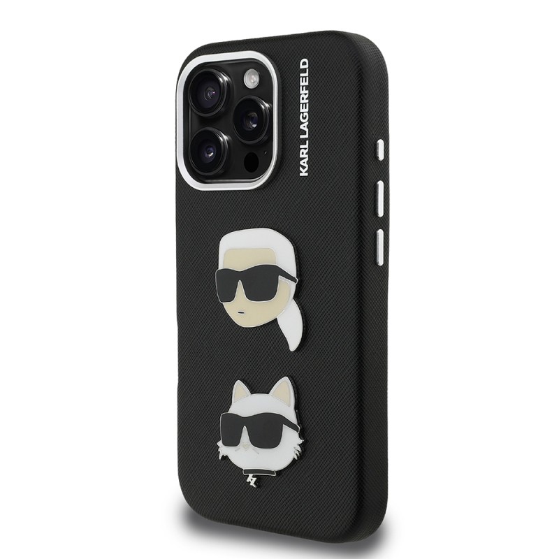 Apple iPhone 16 Pro Case Karl Lagerfeld Original Licensed K&C Heads Pin Cover - 11