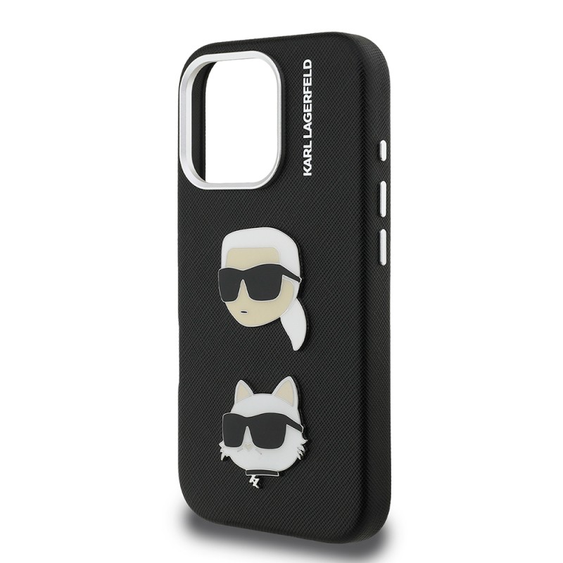 Apple iPhone 16 Pro Case Karl Lagerfeld Original Licensed K&C Heads Pin Cover - 15
