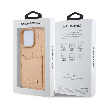 Apple iPhone 16 Pro Case Karl Lagerfeld Original Licensed KL Patterned Card Holder Monogram Cover  - 8