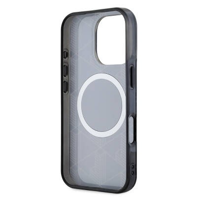 Apple iPhone 16 Pro Case Lacoste Original Licensed Magsafe Charging Feature Silver Crocodile Logo Monogram Cover - 10