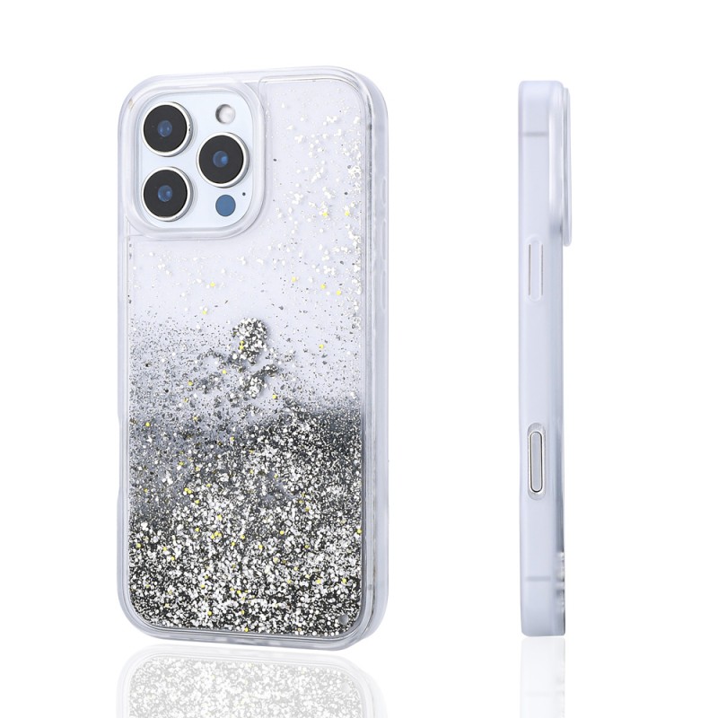 Apple iPhone 16 Pro Case Liquid Silvery Transparent Back Surface Zore Keto Silicone Cover - 1