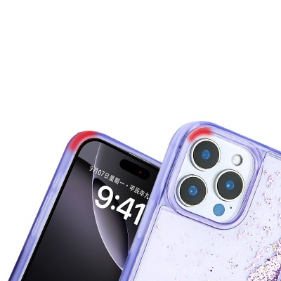 Apple iPhone 16 Pro Case Liquid Silvery Transparent Back Surface Zore Keto Silicone Cover - 7