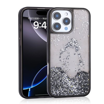 Apple iPhone 16 Pro Case Liquid Silvery Transparent Back Surface Zore Keto Silicone Cover - 8