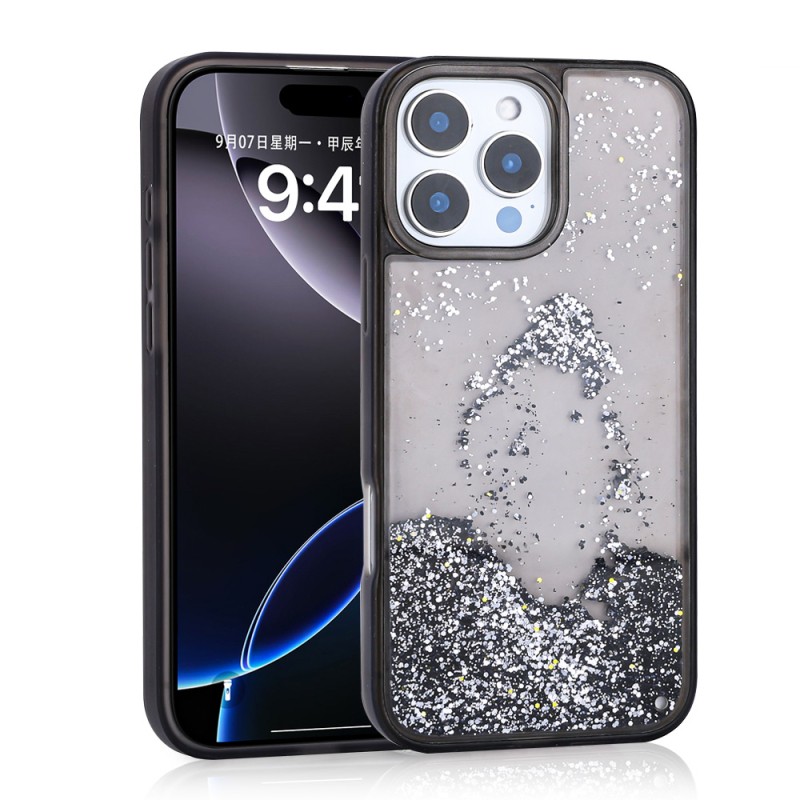 Apple iPhone 16 Pro Case Liquid Silvery Transparent Back Surface Zore Keto Silicone Cover - 8
