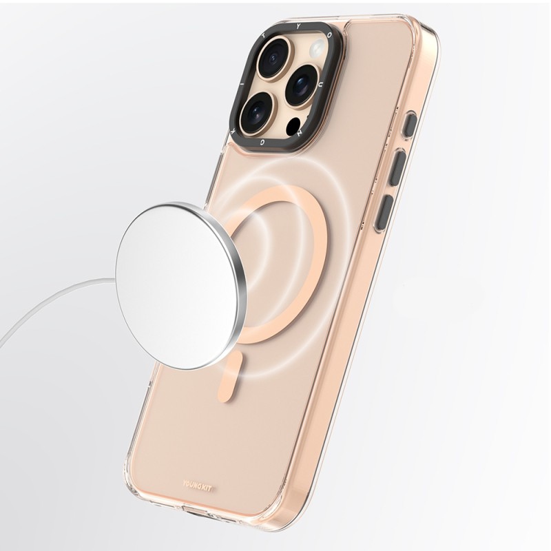 Apple iPhone 16 Pro Case M-safe Charging Feature Glass Back Surface TPU Youngkit Gemstone Clear Series Cover - 5